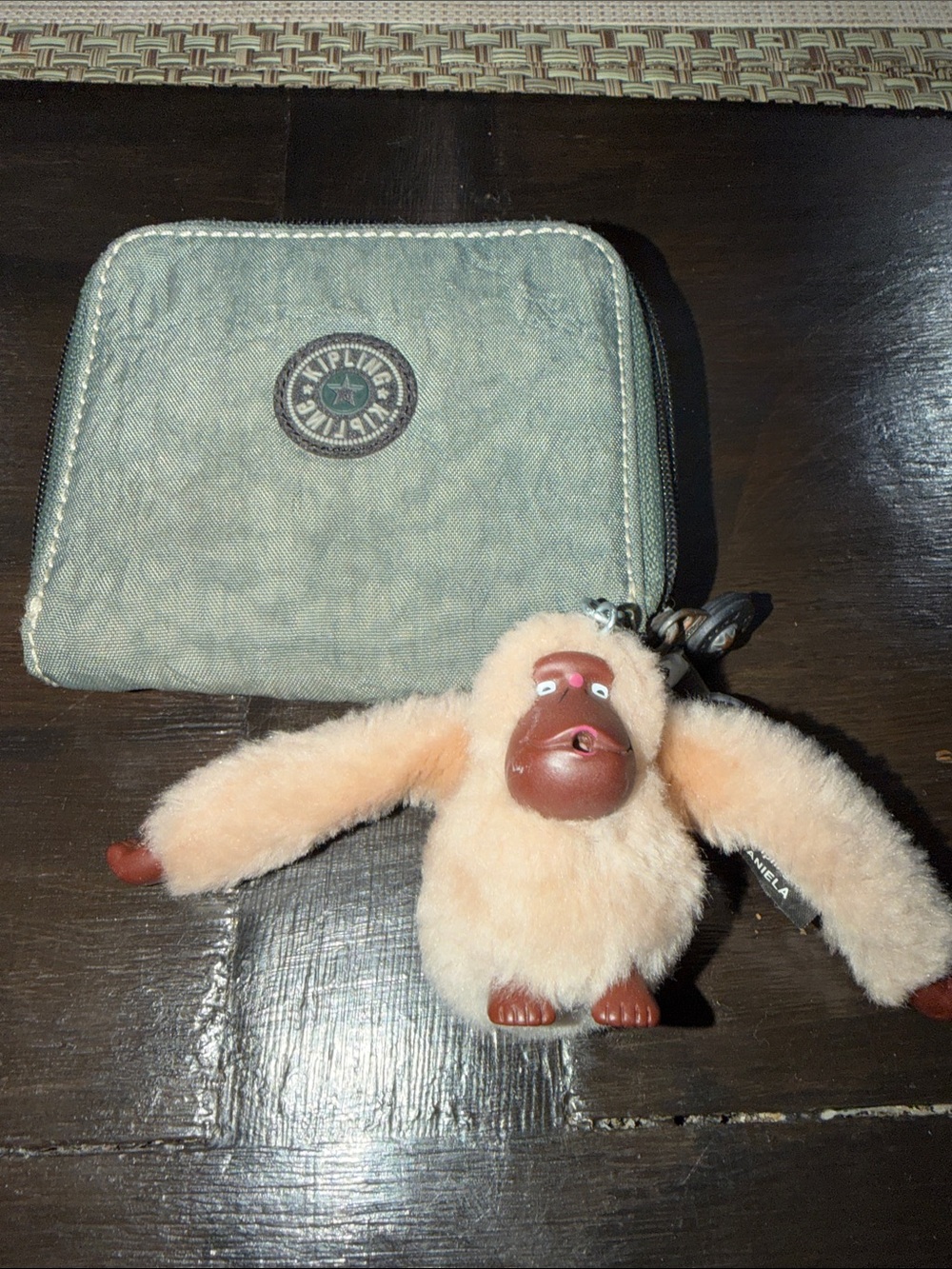 Kipling Peach Plush Monkey Key Ring with Brown Face